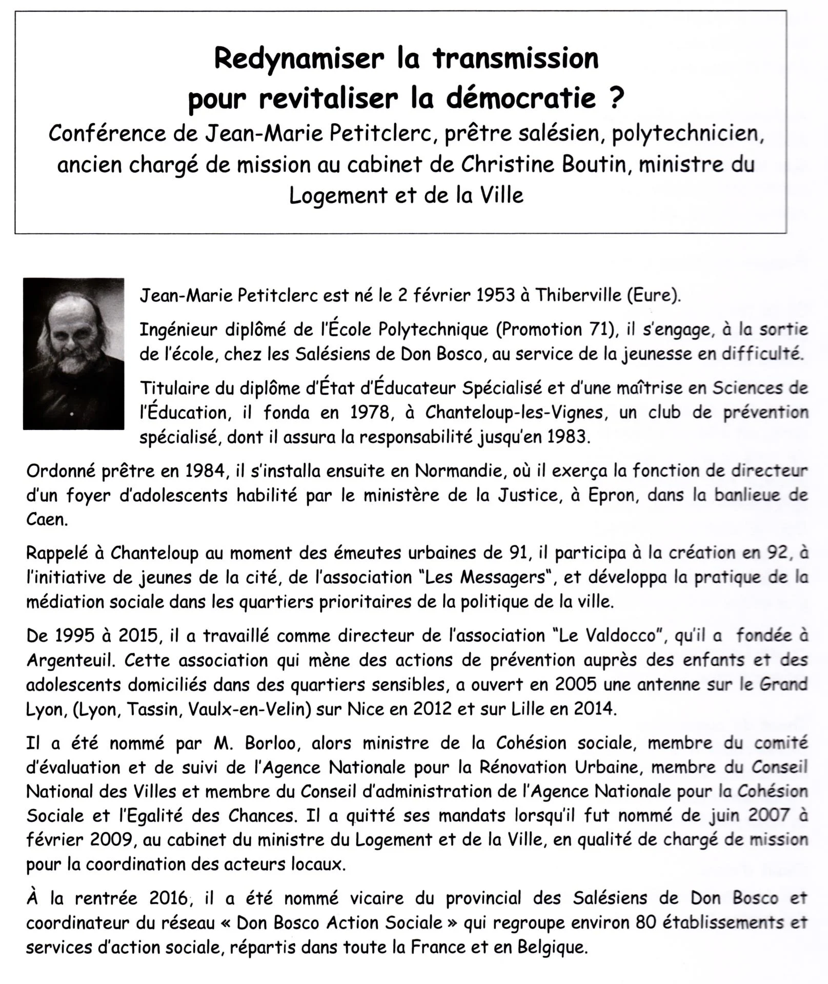 Redynamiser la transmission pour revitaliser la démocratie