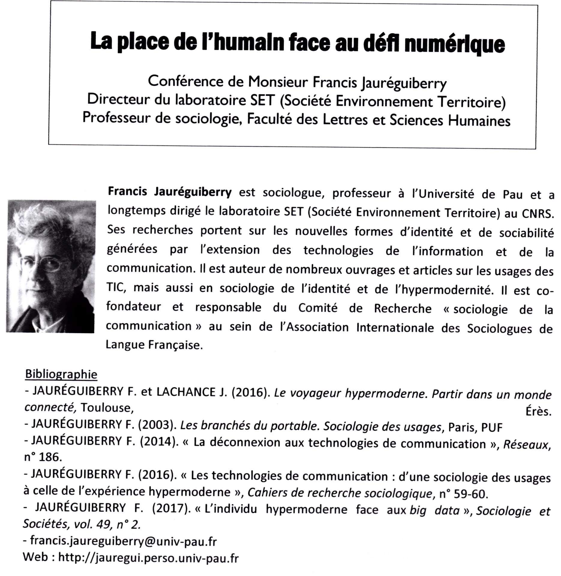 la place de l'humain face au défi numérique