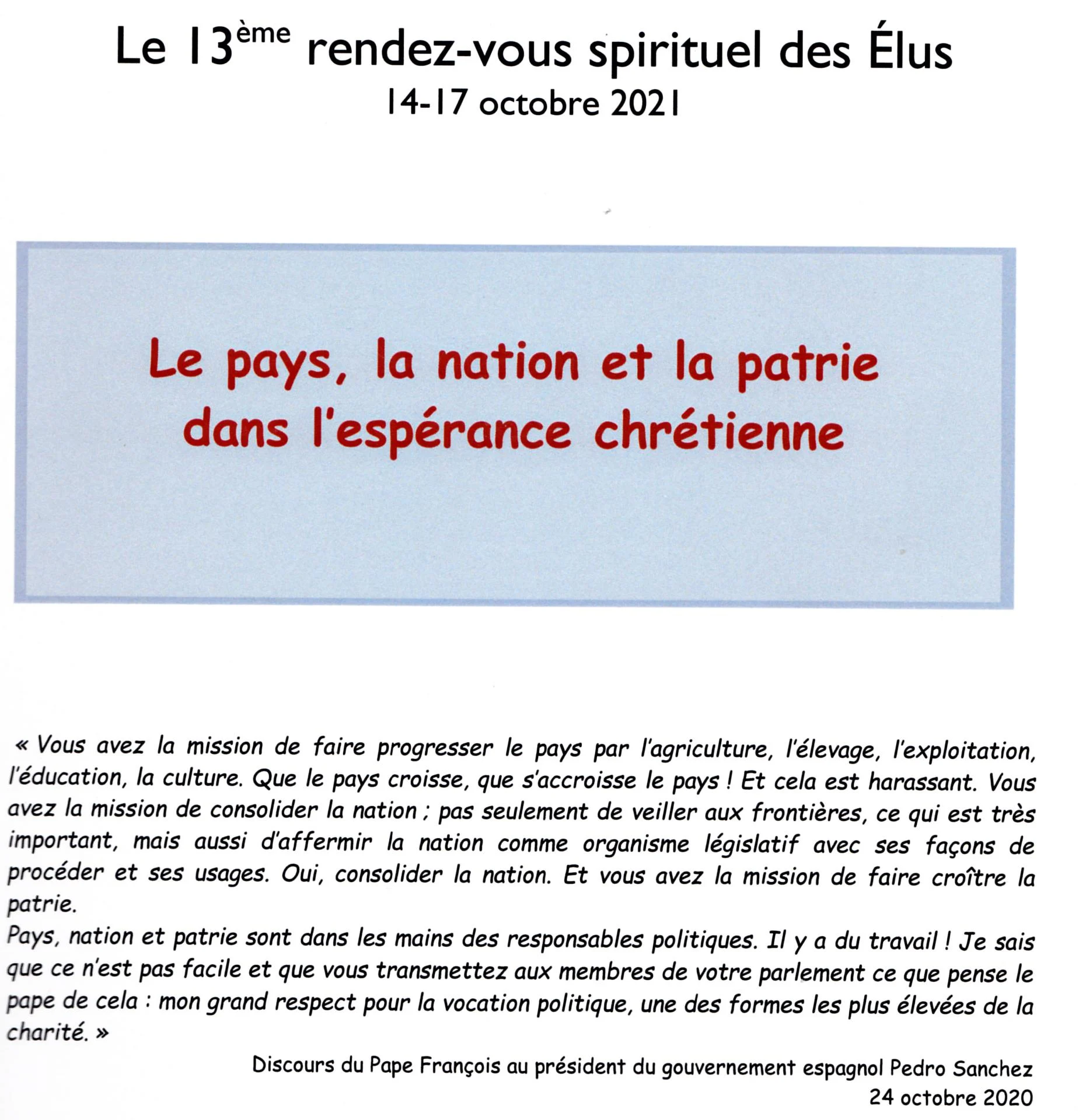 Le pays, la nation et la patrie dans l'espérance chrétienne